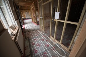 Laying the cables for the heating looking into the Chinnery Room from the main hall